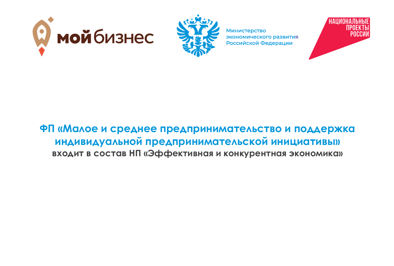 Презентационные материалы подготовленные Минэкономразвития РФ: ФП «Малое и среднее предпринимательство и поддержка индивидуальной предпринимательской инициативы».